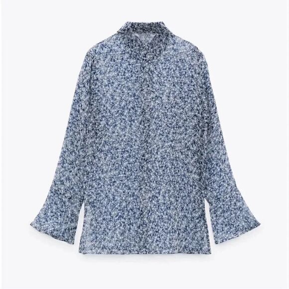 ZARA FLORAL PRINT BLOUSE - Picture 8 of 8